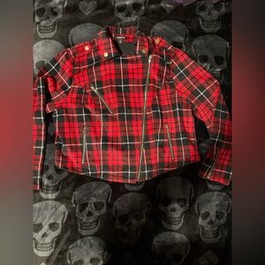 Torrid Red and Black Plaid moto Jacket
